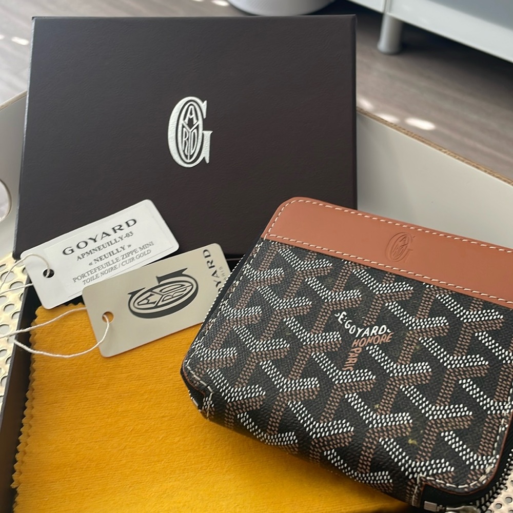 Goyard Zippered Black Tan Neuilly Wallet NWT